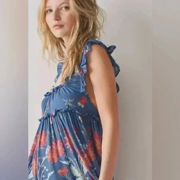 NWT Free People Intimately Bali Wild Daisy Slip Mini Dress Stellar Combo S & M - Picture 2 of 4